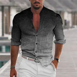 Mäns casual skjortor gradvis herrskjortor mode krage lång ärmskjortor för män enkla casual manliga kläder streetwear hip hop top tshirt 5xl 230506
