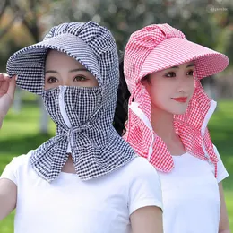 Breda randen hattar solhatt sommar ansikte och nacke uv skydd täcker öron klappar kvinnor utomhus fiske jakt visir cap