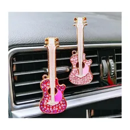 Car Air Purifiers Freshener Pink Diamond Guitar Crystal Per Clip Musical Instrument Bling Accessories Interior Woman Drop Delivery M Dhuuh