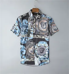 Luksusowa designerska koszula 23SS Modna moda geometryczna klasyczna koszula do kręgli czarny hawajski kwiat swobodna koszula męska luźna krótkie rękaw AB36