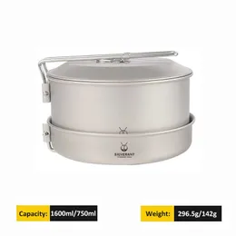 Camp Kitchen Ultralight Titanium Pot Fring Pan Capacidade Big Capacidade Campo de panelas de acampamento MultiPing Definir com alça dobrável Piquenique ao ar livre P230506