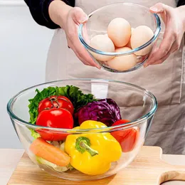 Bowls 1Pcs Beat Egg Bowl Thickened Transparent Glass Salad Microwave Oven Special Baking Soup Ramen Kitchen Tableware