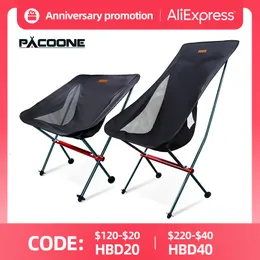 Camp Furniture Pacoone Travel Ultralight Folding Chair Walloble Portable Moon Outdoor Camping Fishing Beach Vandring Picknickplats 230505