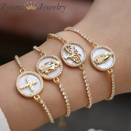 Chain 10PCS Lucky Jewelry Jesus Virgin Mary Angel Adjustable Bracelets Shell Women Christian Religious Charm Tennis Bracelet 230506