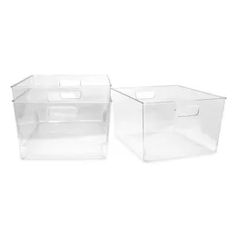  Isaac Jacobs 3-Pack Large Clear Storage Bins with Handles,  Plastic Organizer for Home, Room, Office, Fridge, Kitchen/Pantry Non-Slip  Container Set, Food Safe, BPA Free (3-Pack, Large): Home & Kitchen