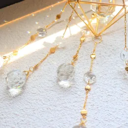 Gartendekorationen Kristall Sechseck Mond Kronleuchter Anhänger Prisma Windspiel Auto Hängelampe Dekor