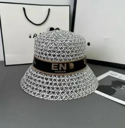 Black and White Open Work Straw Hat Hat Hat Beaside Férias British Style-Hat Hat Hat Chand