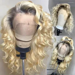 Blonde 13x6 кружевные фронтальные парики окрашены человеческие волосы 613 Глубокая вода HD прозрачные парики
