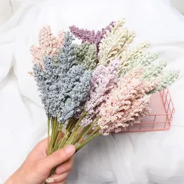 Dekoratif Çiçekler 6 PCS/Paket Yapay Vanilya Başak Mini Düğün Malzemeleri Parti Sahte Duvar Tesisi Sahte Çiçek Tahılları Buket Ev Dekor