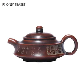 TeAware 140ml Geleneksel Antika Yixing Mor Kil Çayotları El Yapımı Çay Pot Çiğ Cevheri Güzellik Kettle Çin Zisha Çay Seti Özelleştirilmiş