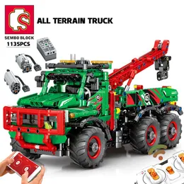 ブロックSembo Technical Terrain Truck RC Car Buildingヘビーデューティシティエンジニアリング車両レンガの建設おもちゃ230506