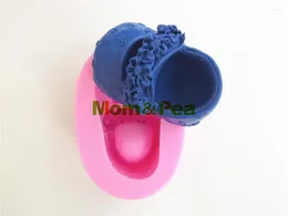Pişirme Kalıpları Mompea 0002 Bebek Çiçek Ayakkabı Şekilli Silikon Sabun Küf Kek Dekorasyon Fondan 3D Gıda Sınıfı Kalıp