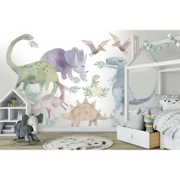 壁紙ビッグ恐竜の壁スタッカーは子供向けセット水彩恐竜ステッカーセットAquarell Wall Decal Nursery Peel and Stick 230505