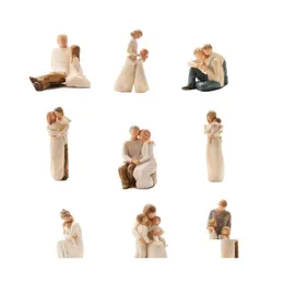 Arts And Crafts Mgtnordic Style Love Family Resin Figure Figurine Ornaments Happy Time Home Decoration Furnishings 210727 Drop Deliv Dhi2X