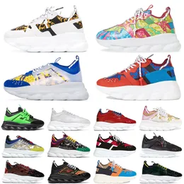 Designer Italy Chain Reaction Shoes sneakers Casual shoe triple black red yellow bluette gold white pink multi-color suede Luxury mens womens designers Trainers