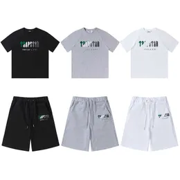 Designer Clothing Fashion Tracksuit Tees Tshirt Summer New Trapstar Letter Green White Grey Gradual Color Changing Towel Embroidery Casual Set for Men Women Couple