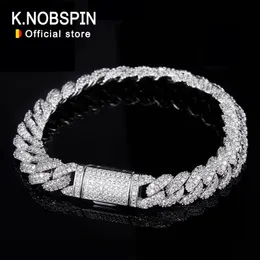 Zincir Knobspin Tüm Küba Hip Hop Bilezik Erkekler için 6mm 8mm tam elmas Gra 925 STERLING Silver Teen Girls 230506