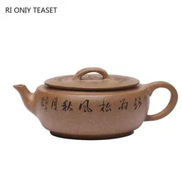 Teewaren 190 ml Yixing Highend handgefertigtes lila lila Tonteekanne mit Handgeschnitzel Tea Topf großer Durchmesser Kessel Chinesische Kollektion Zisha Tee Set