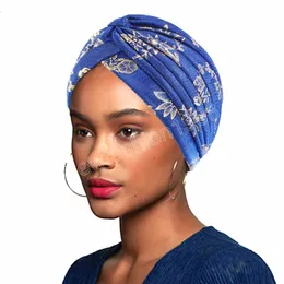 Mody kobiety hiżab turbany chemo kapitalica afrykański błyszczący nadruk z maska ​​węzeł rak rak falus fair hat Indian Headwrap Cover Mujer Head Scarf