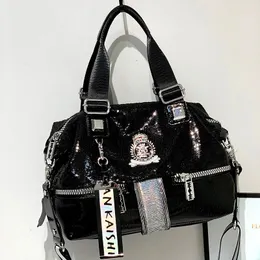 Kvällspåsar stor kapacitet kvinnor handväska mode trend tote paljetter silver casual enkel diagonal väska axel bolsa feminina 230505