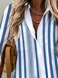 Women's Blouses Women's Shirts & Casual Lapel Loose Shirt Vintage Harajuku Striped Elegant Long-sleeved Button Top Office Lady