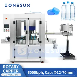 Zonesun Automatisk skruv på Capping Machine Rotary Turret High Speed ​​Star Wheel flaskor Burkar Unscrambler ZS-XGFX-6G