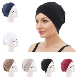 Muslimska kvinnor inre hatt hijab strech turban beanie kemo cap cross håravfall femme islam huvudkläder wrap halsduk