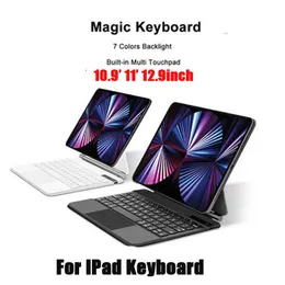 Etui Magic Keyboard do iPada Pro 11 "10,9" 12,9 cala iPad Air 4 5 z inteligentnym panelem dotykowym 7 kolorów podświetlenia skórzana inteligentna osłona Bluetoorh etui z uchwytem Vs Mac Nacbook Mini