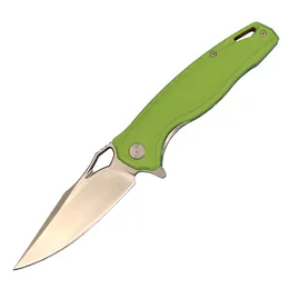Promotion A1961 Flipper Folding Knife D2 Satin Drop Point Blade Green G10 mit Edelstahlblechgriff Outdoor Camping Kugellager Fast Open EDC Folder Knives