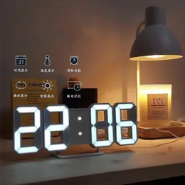 Настенные часы 3D Светодиодные цифровые часы тревога Nordic Wall Clocks Vishing Watch Snooze Staud Clocks Календарь термометр Электронные цифровые часы 230505