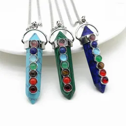 Colares pendentes de pedra natural quartzo colar energia pilar de cristal pêndulo de link para mulheres presentes de jóias de moda