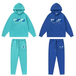 Designerkläder Män tröjor Hoodie Trapstar Blue Suit Trendy Brand Handduk broderad herrkvinnor Hoodie Casual Sports Blue Set Fashion Streetwear Tops
