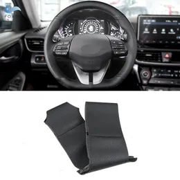 Steering Wheel Covers Black Hand Braid Perforated Leather Car-styling Inner Cover Trim For I30 2023 Elantra Veloster