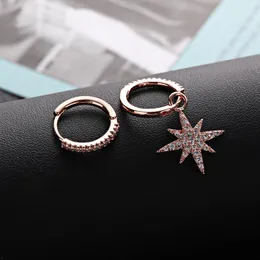 Hoopörhängen Huggie Tiny Trendy Cubic Zirconia Star Dangle Pave CZ Liten Crystal Round For Women Jewelry 2023Hoop