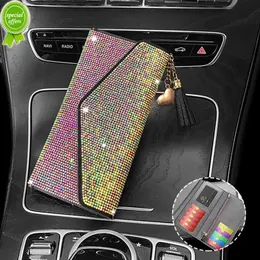 Ny Crystal Diamond Car Driver License Holder Bag Organizer ID -kort Holder Packet Wallet Bling Car Interiör Tillbehör för kvinnor