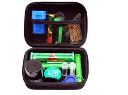 Smoke Shop Set di sacchetti per tabacco Premium Fumo in plastica Smerigliatrice per erbe Barattolo di stoccaggio Metallo Latta Pipa per fumo in silicone One Hitter Dugout Rolling Machine