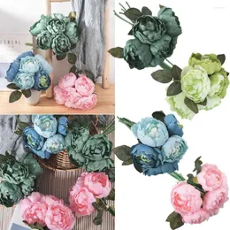 Dekorativa blommor Party Supplies Home Decoration Floral Arrangement Silk Greenery Leaves Faux Plant Lifelike Rose Artifcial Peony Flower