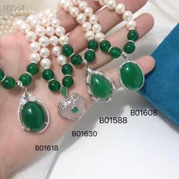 Chains Sterling Silver Freshwater Pearl Jade Medallion Ruyi Necklace Pear Shape Fashion Noble Gift Package For Mother's Day Jewelry