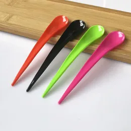 1000Pcs Creative Disposable Plastic Long handle Arc Scoop Water Drop Ice Cream Spoon Big Ice Cream-Spoon Fruit Tea Spoon SN4143