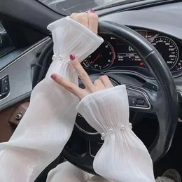 Podkładki kolanowe Ochrona przeciwsłoneczna rękaw lodowy Koreańskie jazdą na zewnątrz, oddychający koronkowy tiul luźny perełowe okładki ramion dhinstone