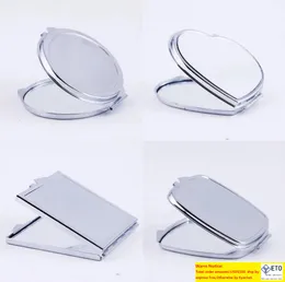 New Silver Pocket Thin Compact Mirror Blank Round Heartshaped Metal Makeup Mirror DIY Costmetic Mirror Wedding Gift