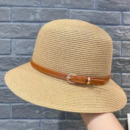 Szerokie brzegowe czapki letnia czapka dla kobiet Visor Hat Solnable Sun Straw Duże wiadra na plażę Kobieta moda klamra Panama