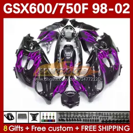 Fairing para SUZUKI KATANA GSXF 600 750 CC 600CC GSXF600 chamas rosa GSXF-750 169No.123 GSX750F GSX600F 750CC 1998 1999 2000 2001 2002 GSXF750 GSXF-600 98 99 00 01 02 Corpo