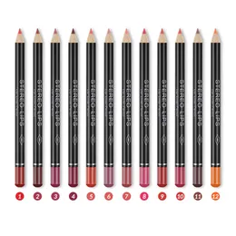 De 12 conjunto de lápis de revestimento labial fosco, liso de lápis de lábio resistente a desbotamento à prova d'água, conjunto de revestimentos labiais