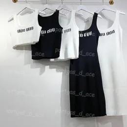 Luxury Wome Casual Dress Letter Sexy Cropped Knit Tanks White Black Vest Tops