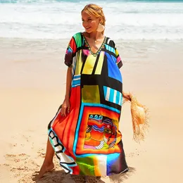 Damskie stroje kąpielowe 2023 Modna ukrycie stroju kąpielowego Kaftan Bohemian boho maxi sukienka bawełniana lato vestidos mujer verano kimono 230506