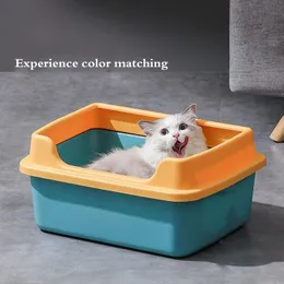 箱大型サイズの猫のごみ箱シャベルセット取り外し可能なトイレ半エクセルド砂スプラッシュトレイキテンベッドパンクリーニング用品を防ぐ