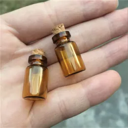 13*24*6mm 1 ml de qualidade de vidro âmbar garrafas com cortiça vazias frascos de vidro frascos pequenos garrafa de desejamento 100pcs