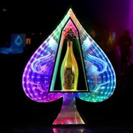 Ny LED -lysande ess av spader Armand de Brignac Champagne Glödande Glorifier Display VIP Service Tray Wine Bottle Presenter för Night Club Lounge Bar