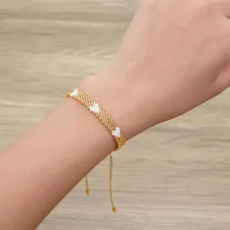 Strand pärlstav armband hjärtformad mode enkelhet handvävd justerbar grafisk bohemisk rispärla